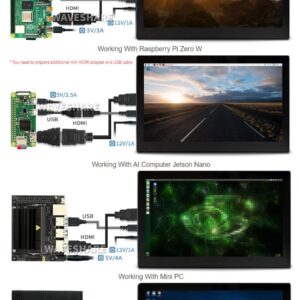 waveshare 13.3inch Capacitive Touch Screen LCD V2 with Case Compatible with Raspberry Pi 4B/3B+/3A+/2B/B+/A+/Zero/Zero W/WH/Zero 2W CM3+/4 1920×1080 Resolution HDMI IPS Supports Jetson Nano/Windows