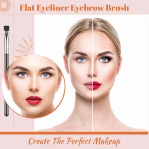 Nuogo 12 Pieces Flat Eyeliner Eyebrow Concealer Brush Flat Definer Eyebrow Brush Firm Stiff Thin Synthetic Bristle Concealer Brush Eyeliner Brush Applicator with Gel Powder Cream Cake Makeup for