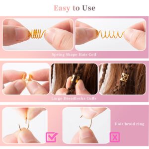 200pcs Hair Beads Jewelry, Dreadlocks Gem Crystal Charms, Metal Coils Rings, Gold And Silver Pendants,Braid Cuffs,Clips,Loc Tube Bead Braid Accessories for Braids Decoration