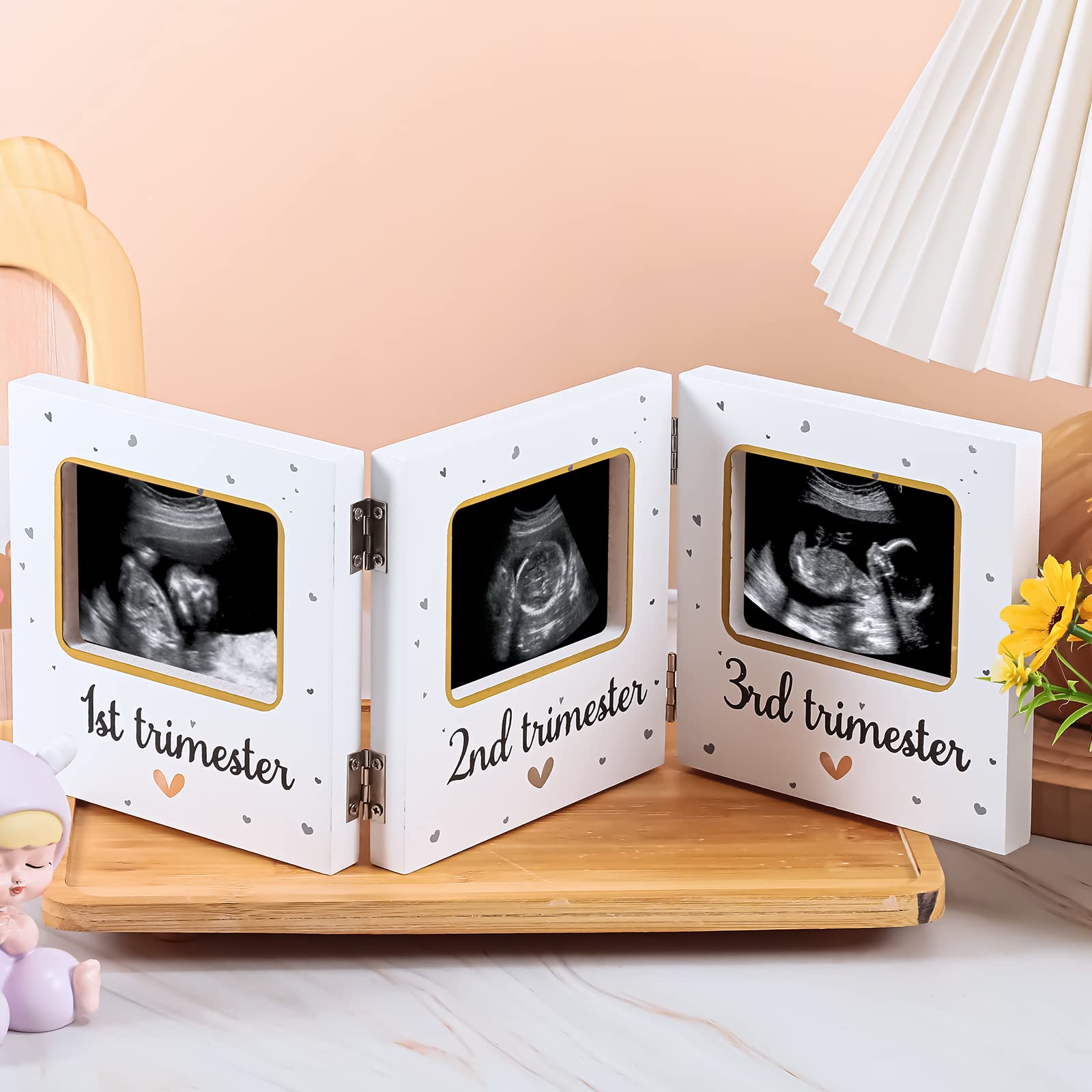 Amyhill Triple Ultrasound Picture Frames, Baby Sonogram Photo Frame Pregnancy Ultrasound Keepsake Frame, Gift for Expecting Parents, Baby Shower Baby Nursery Decor, White