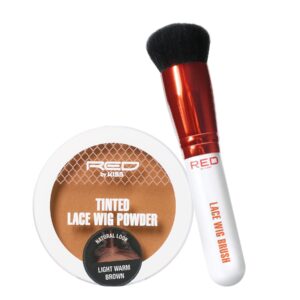 red by kiss lace wig brush and lace wig tinted powder set (light warm brown set)