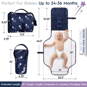 Nastéri Baby Gear Extra Large Portable Baby Changing Pad with Memory Foam Pillow & Insulated Bottle Bag – Waterproof Portable Baby Changing Station for Girls & Boys - Navy