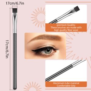 Nuogo 12 Pieces Flat Eyeliner Eyebrow Concealer Brush Flat Definer Eyebrow Brush Firm Stiff Thin Synthetic Bristle Concealer Brush Eyeliner Brush Applicator with Gel Powder Cream Cake Makeup for