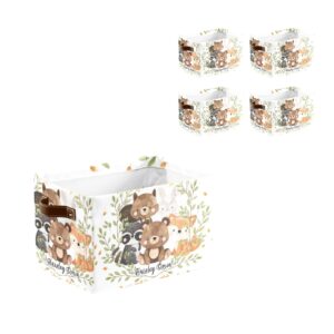 Cute Woodland Animals Personalized Storage Bins Custom Baskets Cubes Organizer With Handle for Home Nursery Supplies Clothes Toy 2 Pack