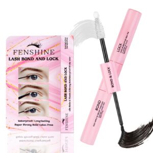 fenshine lash bond and seal, cluster eyelash glue, individual cluster diy eyelash extensions, super strong hold cluster lash adhesive, waterproof, latex free, mascara wand glue