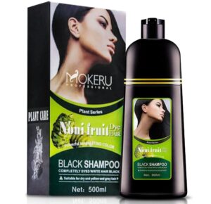 maani noni black professional oil hair dye color shampoo 500 ml: instant fast acting long lasting for gray hair colors hair in minutes