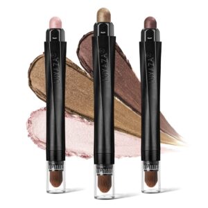 luxaza 3pcs cream eyeshadow stick, neutral metallic and brown eye shadow pencil crayon brighten up your makeup with a long lasting, waterproof formula