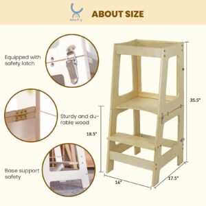 XIHAToy Standing Tower for Kids Kitchen Tower for Toddlers Child Stool Helper Folded Step-Up Toddler Helper (Natural)