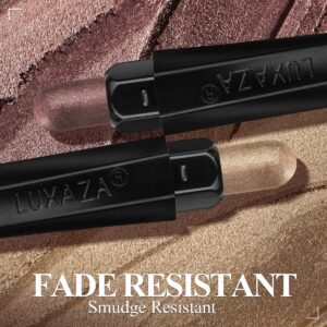 LUXAZA 3PCS Cream Eyeshadow Stick, Neutral Metallic And Brown Eye Shadow Pencil Crayon Brighten Up Your Makeup with a Long Lasting, Waterproof Formula