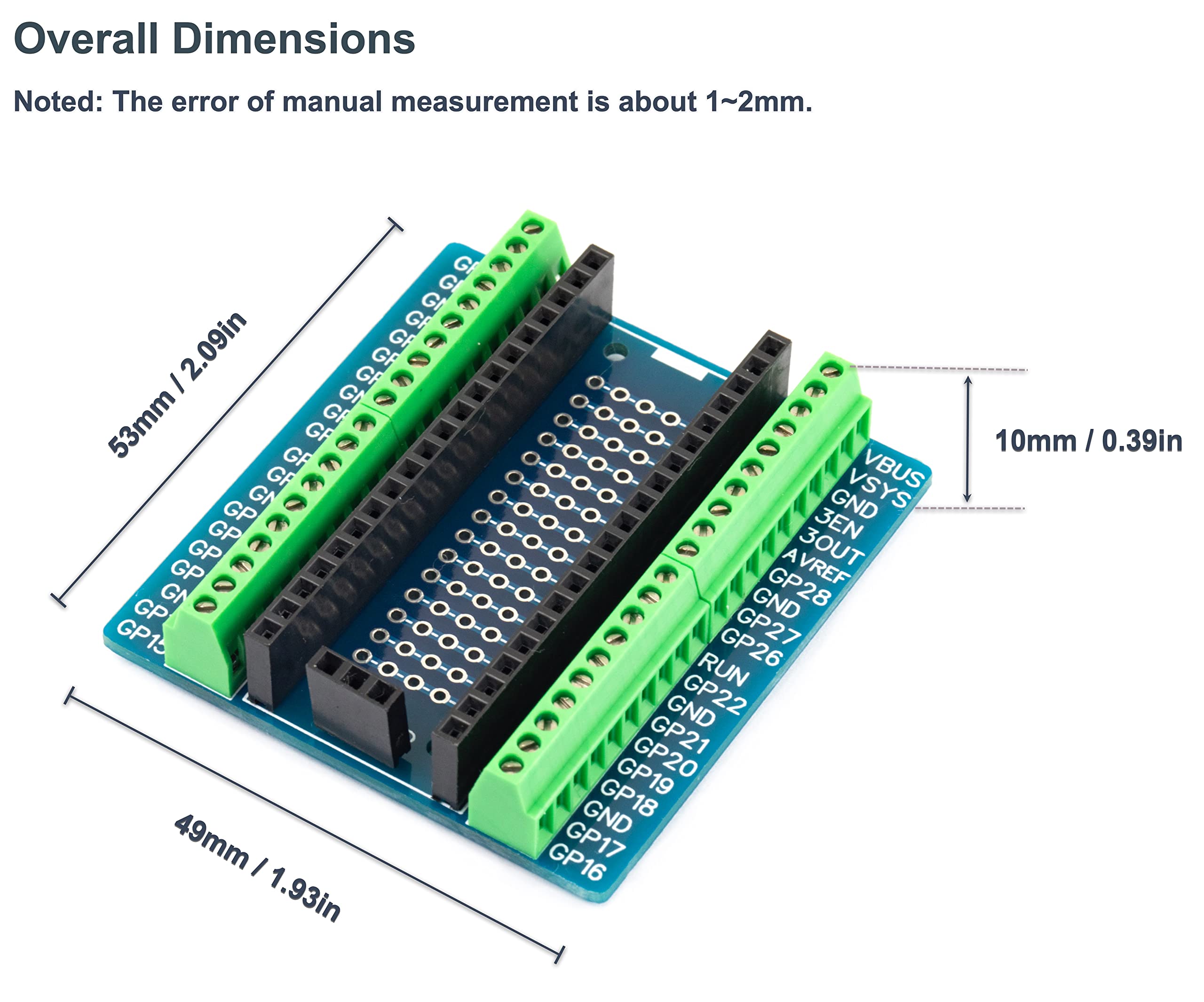 for PI PICO Mini Brekaout Board Soldered with Screw Terminal 2.54mm for Raspberry Pi Pico (1pcs)