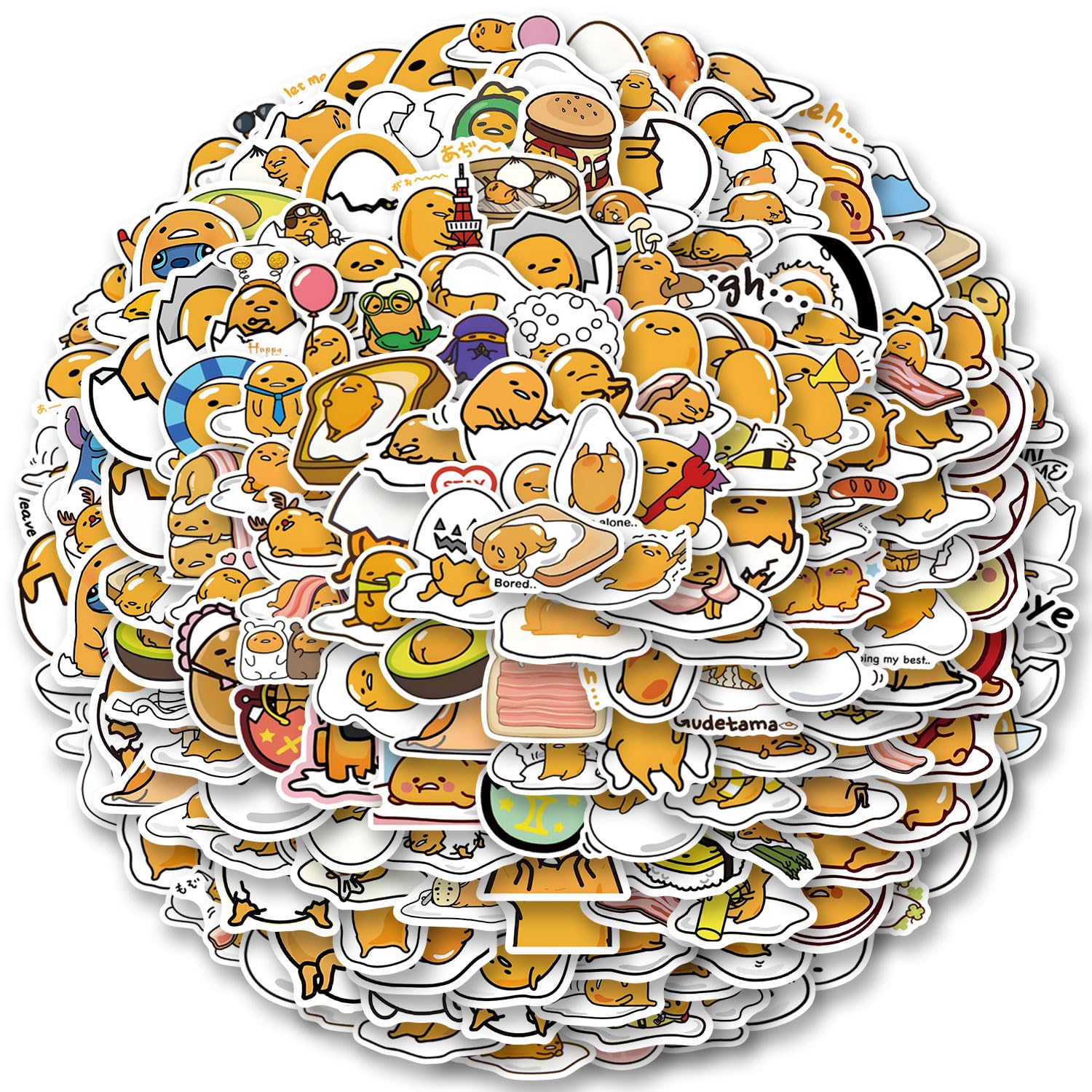 Gudetama Stickers 210pcs Japanese Lazy Egg Stickers Stickers,for Water Bottle,Laptop,Luggage，Phone,Skateboard Stickers for Teens Girls Kids Vinyl Stickers