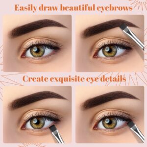 Nuogo 12 Pieces Flat Eyeliner Eyebrow Concealer Brush Flat Definer Eyebrow Brush Firm Stiff Thin Synthetic Bristle Concealer Brush Eyeliner Brush Applicator with Gel Powder Cream Cake Makeup for