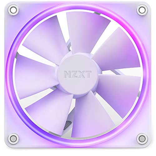 NZXT F120 RGB Fans - RF-R12SF-W1 - Advanced RGB Lighting Customization - Whisper Quiet Cooling - Single (RGB Fan & Controller Required & NOT Included) - 120mm Fan - White