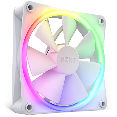 NZXT F120 RGB Fans - RF-R12SF-W1 - Advanced RGB Lighting Customization - Whisper Quiet Cooling - Single (RGB Fan & Controller Required & NOT Included) - 120mm Fan - White