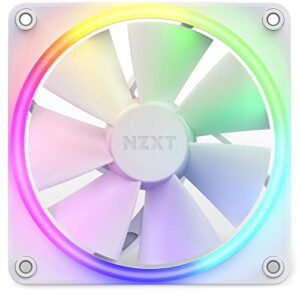 NZXT F120 RGB Fans - RF-R12SF-W1 - Advanced RGB Lighting Customization - Whisper Quiet Cooling - Single (RGB Fan & Controller Required & NOT Included) - 120mm Fan - White