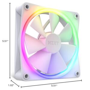 NZXT F120 RGB Fans - RF-R12SF-W1 - Advanced RGB Lighting Customization - Whisper Quiet Cooling - Single (RGB Fan & Controller Required & NOT Included) - 120mm Fan - White