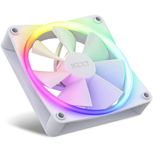 NZXT F120 RGB Fans - RF-R12SF-W1 - Advanced RGB Lighting Customization - Whisper Quiet Cooling - Single (RGB Fan & Controller Required & NOT Included) - 120mm Fan - White