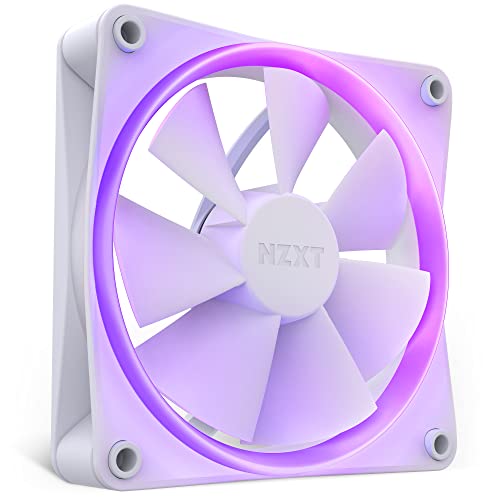 NZXT F120 RGB Fans - RF-R12SF-W1 - Advanced RGB Lighting Customization - Whisper Quiet Cooling - Single (RGB Fan & Controller Required & NOT Included) - 120mm Fan - White