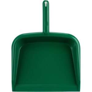 sparta large handheld dustpan with hanging hole, heavy-duty plastic dustpan with wide lip for countertops and surfaces, plastic, 10 inches, green