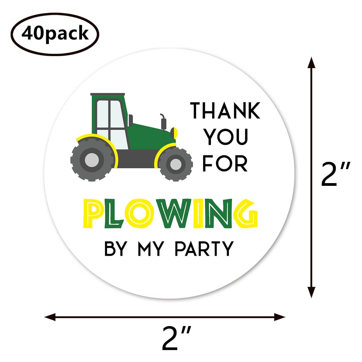 Tractor Truck Thank You Stickers, 2 Inch Farm Birthday Baby Shower Party Favor Labels 40-Pack