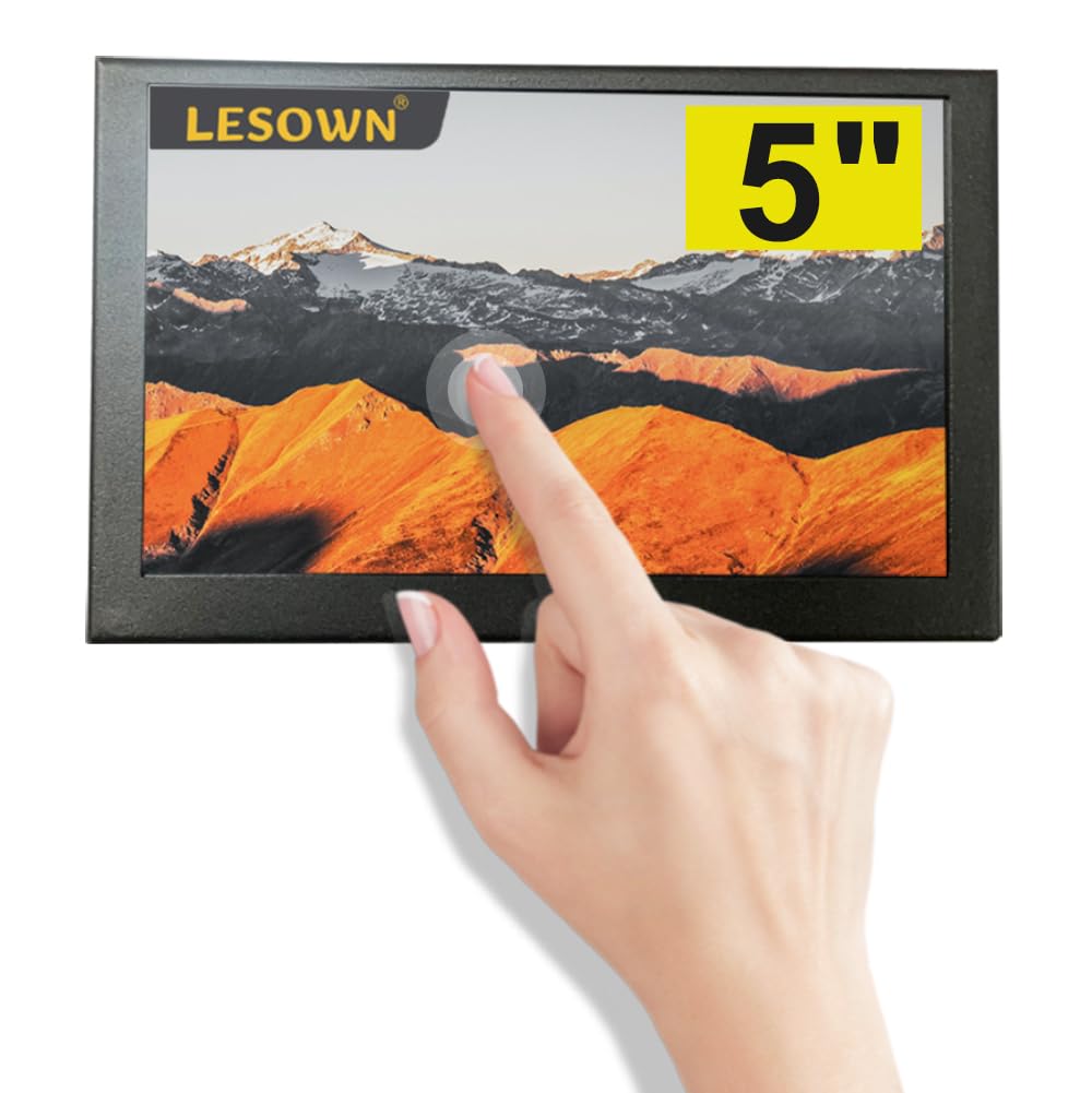 LESOWN Mini Monitor HDMI 5 inch IPS Small Monitor Portatil 800x480 LCD 5" Capacitive Touch Screen Metal Case Dual Speakers Potable Monitor PC HDMI Display