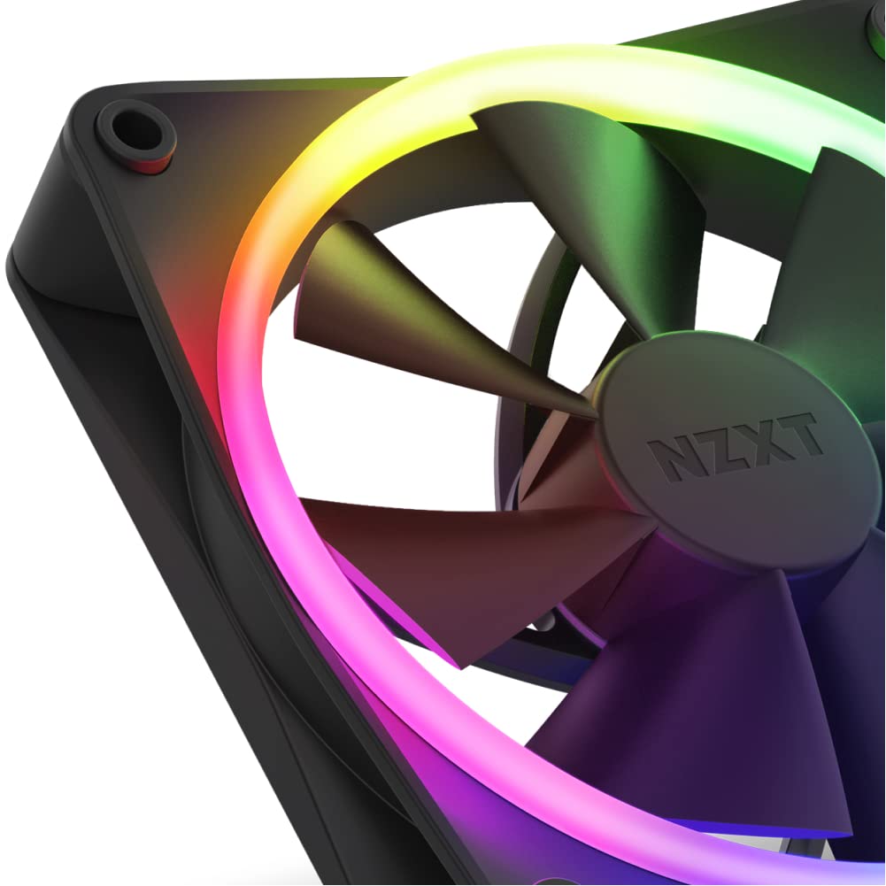 NZXT F120 RGB Fans - RF-R12TF-B1 - Advanced RGB Lighting Customization - Whisper Quiet Cooling - Triple (RGB Fan & Controller Included) - 120mm Fan - Black