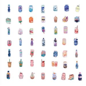 Cute Drink Stickers 102 Sheets Cartoon Drink Water Bottle Notebook Skateboard Guitar Scrapbook Aesthetic Stickers for Kids Boys Girls Teenagers Adult Waterproof Vinyl Stickers