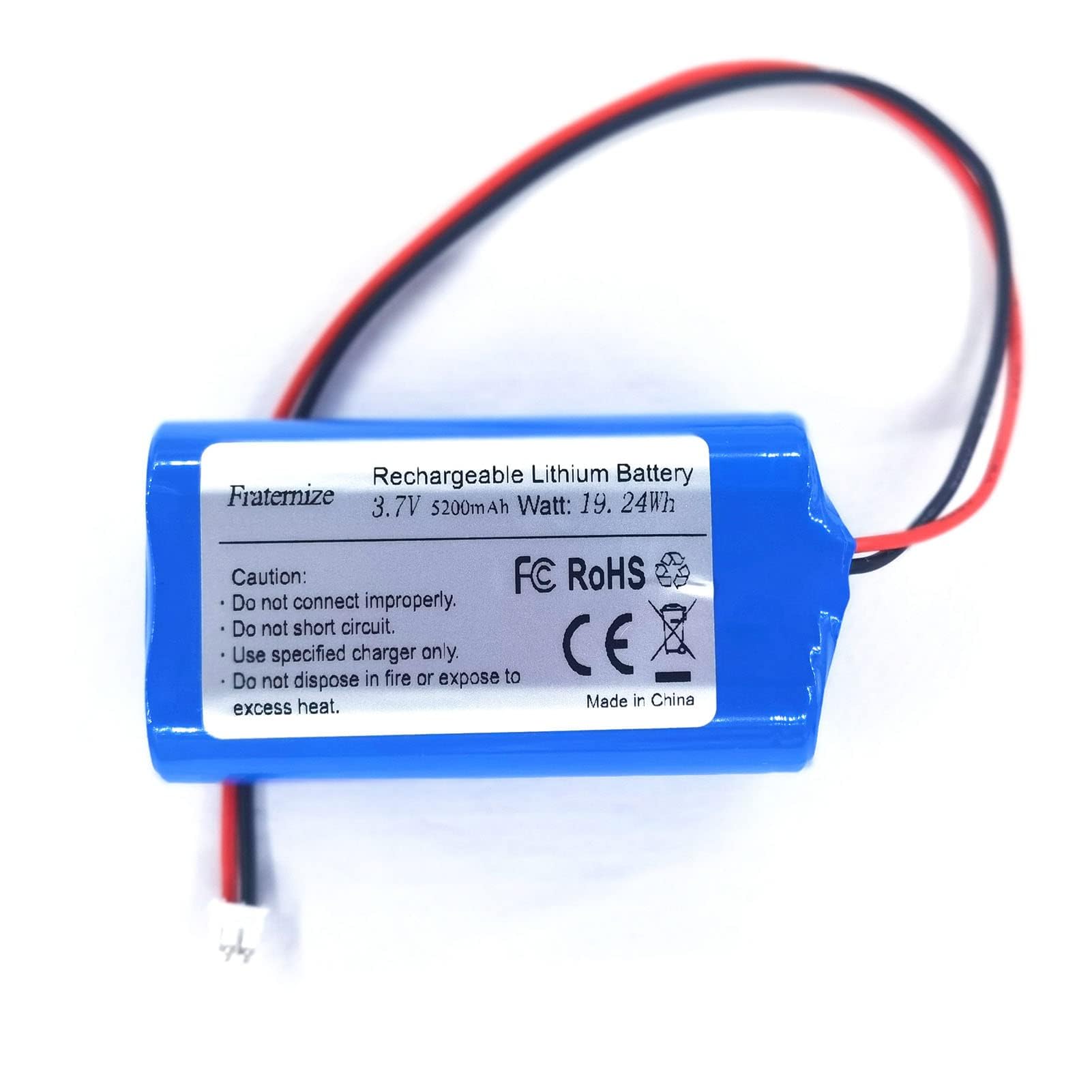 5200mAh 3.7v lithium ion battery with 2.0Pin JST-PH JST 2.0/2P Plug Rechargeable battery Pack lithium 3.7 volt batteries for Electronics, Toys, Lighting, Equipment, Bluetooth speaker other products.