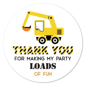 construction truck thank you stickers, 2 inch birthday baby shower party favor labels 40-pack