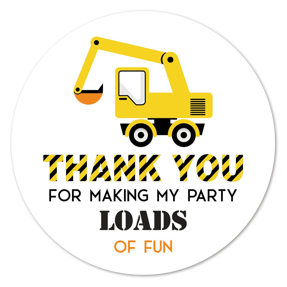 Construction Truck Thank You Stickers, 2 Inch Birthday Baby Shower Party Favor Labels 40-Pack