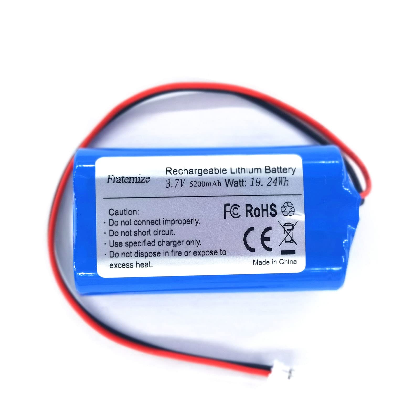 5200mAh 3.7v lithium ion battery with 2.0Pin JST-PH JST 2.0/2P Plug Rechargeable battery Pack lithium 3.7 volt batteries for Electronics, Toys, Lighting, Equipment, Bluetooth speaker other products.