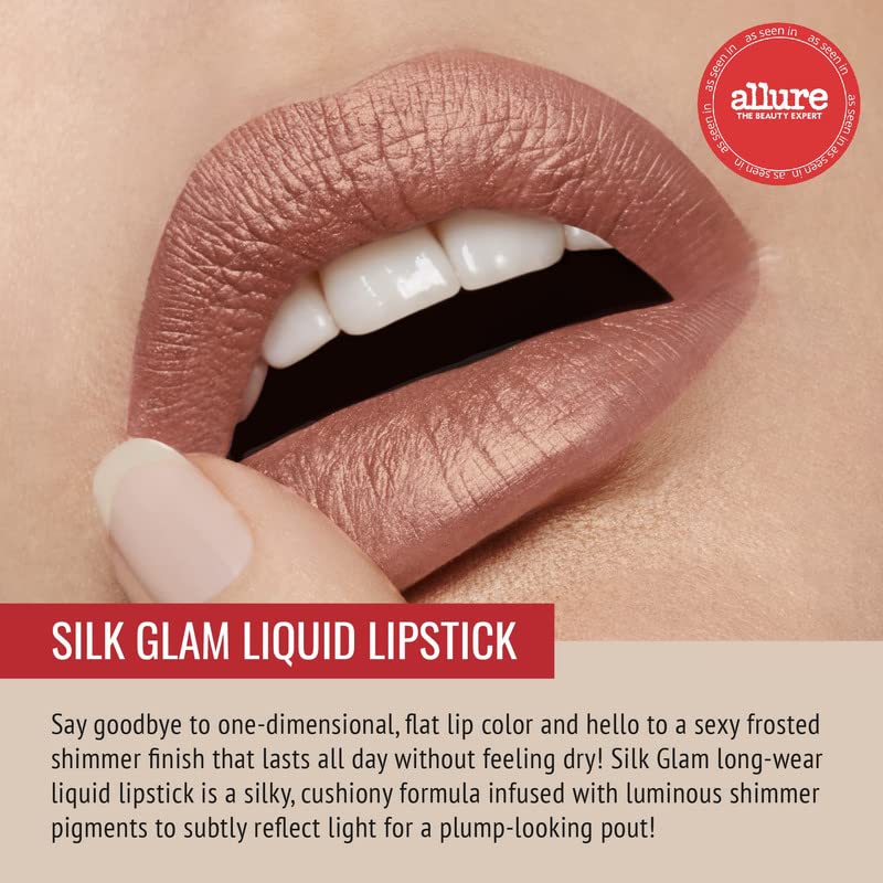 Runway Rogue Silk Glam Liquid Lipstick, Long Wear Frosted Pale Golden-Nude Lipstick, ‘Couture’