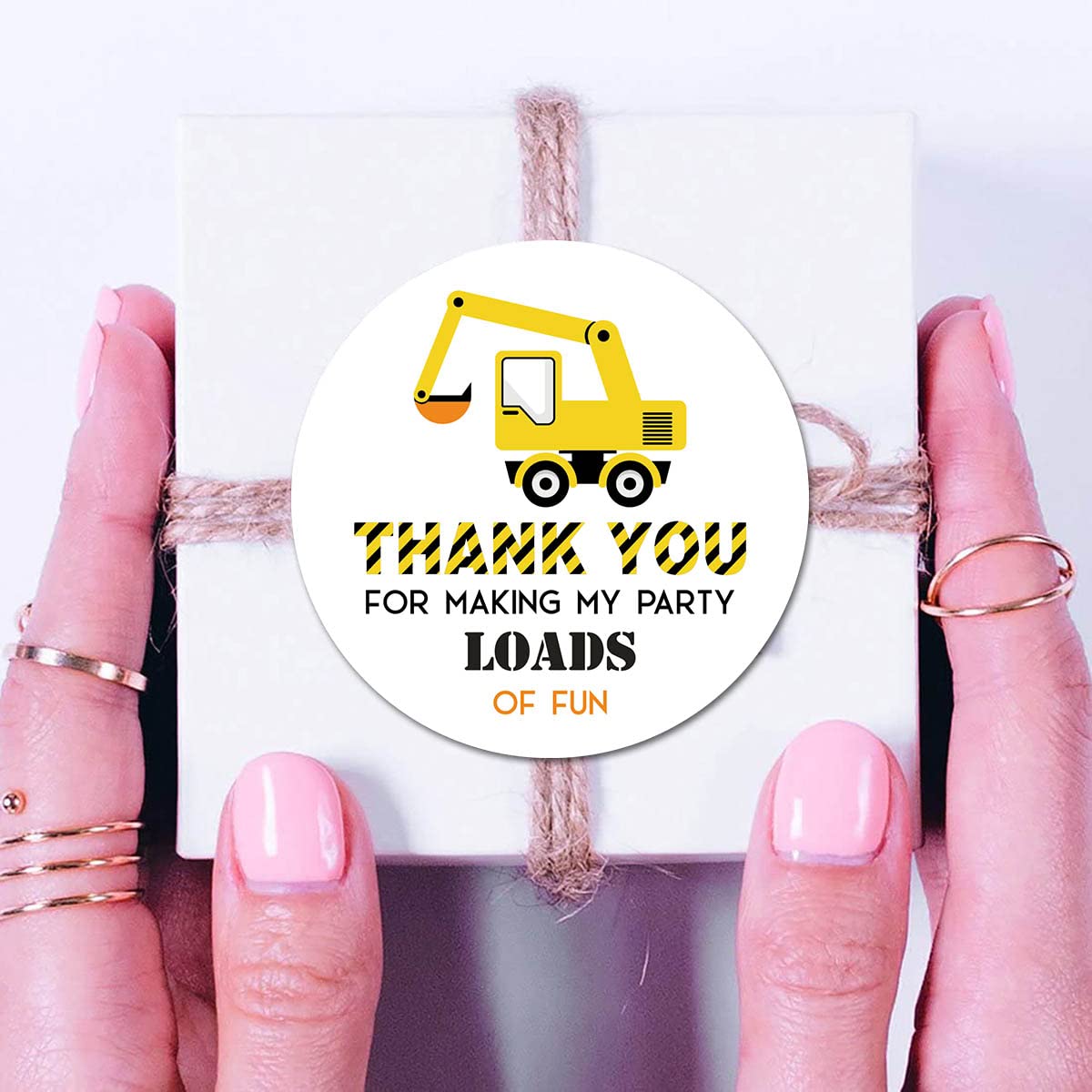 Construction Truck Thank You Stickers, 2 Inch Birthday Baby Shower Party Favor Labels 40-Pack