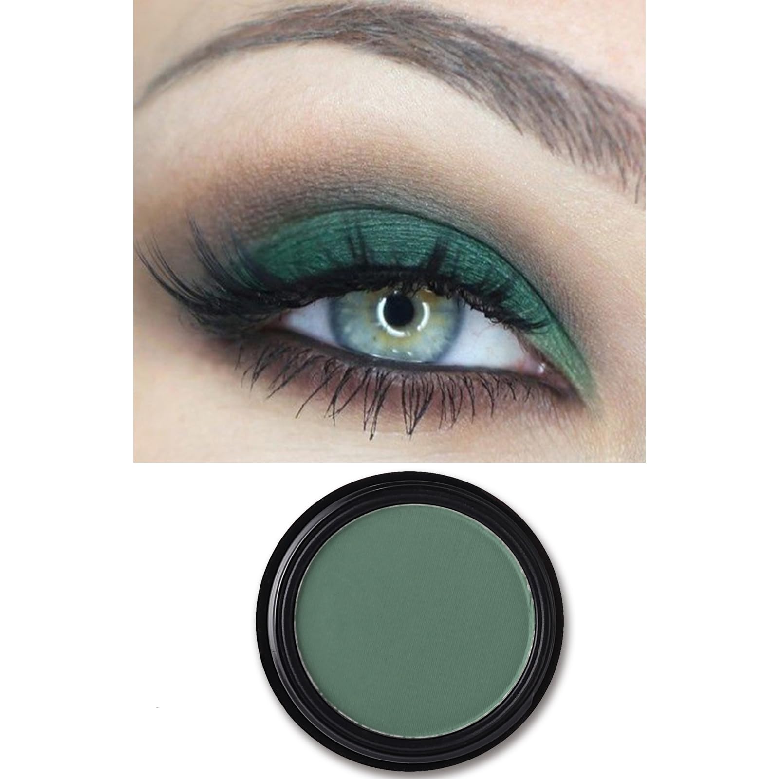 MEICOLY Green Single Eyeshadow Palette,Halloween Eyeshadow Makeup,Pressed Powder Matte Green Eye Shadow,Long Lasting Eye Makeup for SFX Witch Gamora Cosplay,Vegan Highly Pigmented Eyeshadow