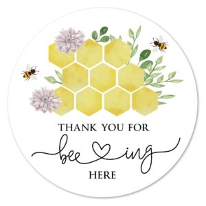 bee thank you for beeing here stickers, 2 inch wedding bridal baby shower party labels 40pack