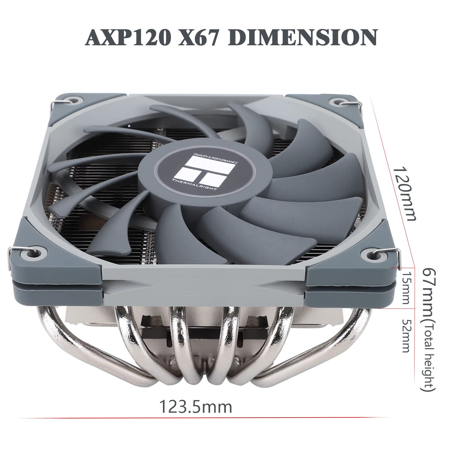 Thermalright AXP120-X67 Low Profile CPU Air Cooler with Quite 120mm TL-C12015 PWM Fan, 6 Heat Pipes, 67mm Height, for AMD AM4 AM5/Intel LGA 1700/1150/1151/1200/20XX