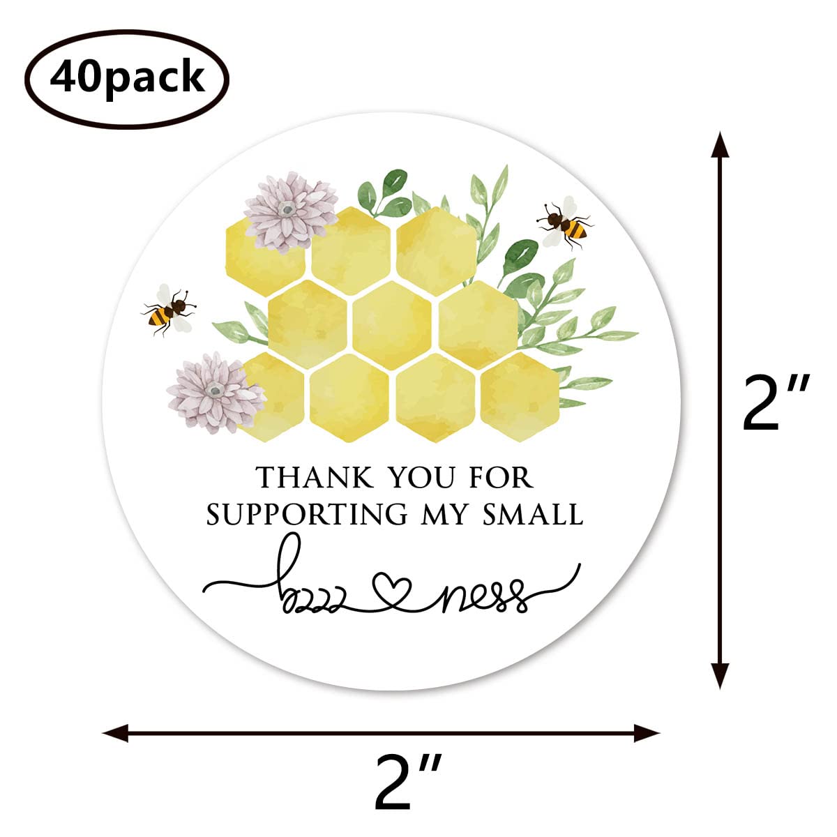 Bee Thank You for Supporting My Small Business Stickers, Boutiques Shop Wrapping Supplies 40-Pack