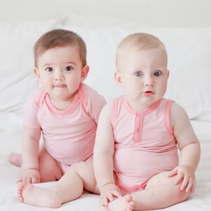 VAENAIT BABY 2-Pack Infant Toddler Summer Bodysuits Set Jelly Berrypink 3-6M