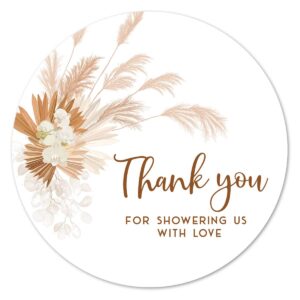 pampas grass thank showering stickers, 2 inch baby shower birthday party favor labels 40-pack