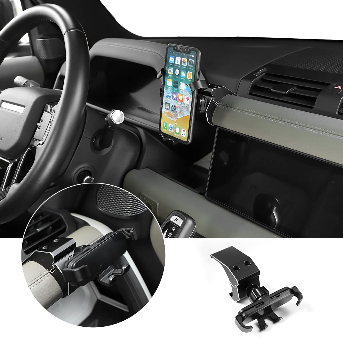 YIWANG Alumium Alloy Dashboard Side Mobile Phone Holder Trim for Land Rover Defender 90 110 2020-2022 Car Accessories (Style J)