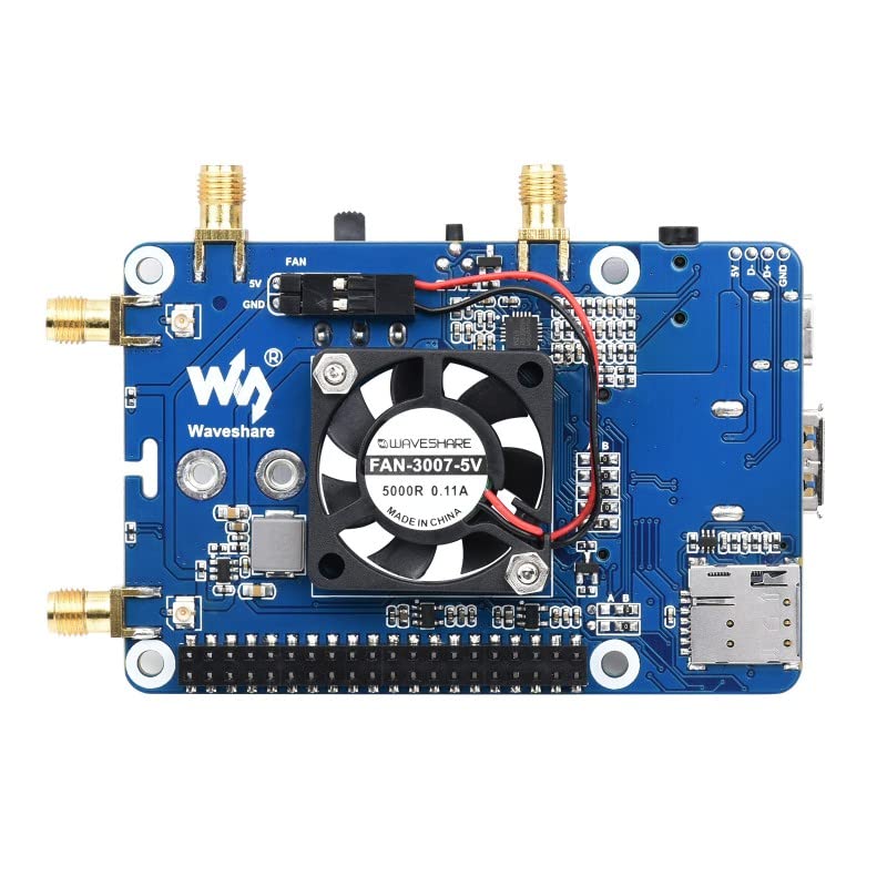 waveshare SIM8202G-M2 5G HAT (B) for Raspberry Pi Snapdragon X55 Quad Antennas 5G NSA Multi Band 5G/4G/3G Compatible Applicable for Regions with 5G Sub-6G Signal Coverage