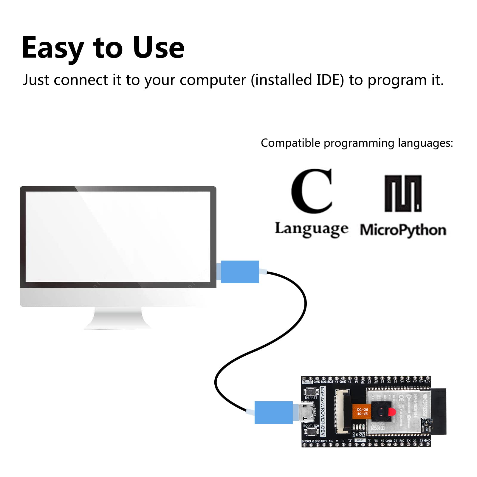 Alinan 4pcs ESP32-WROVER Board ESP32 Development Board with Camera Wi-Fi Bluetooth for Programming Languages C Language, M MicroPython