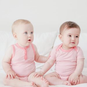 VAENAIT BABY 2-Pack Infant Toddler Summer Bodysuits Set Jelly Berrypink 3-6M