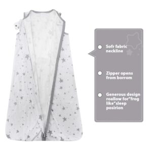 LAT LEE AND TOWN Baby Wearable Blanket 0-12 Months, 2 Pack Baby Sleep Sacks TOG 0.5 Toddler Sleeping Sack Lightweight 100% Cotton Baby Sleeping Bag 0-6 Months (Giraffe & Grey Stars)