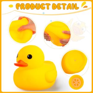 4 Pieces 7 Inches Large Yellow Rubber Ducks, Large Bath Duck Squeak Rubber Duck Float Shower Rubber Ducks Party Decoration Fun Squeak Yellow Duck Pool Toy for Shower Birthday