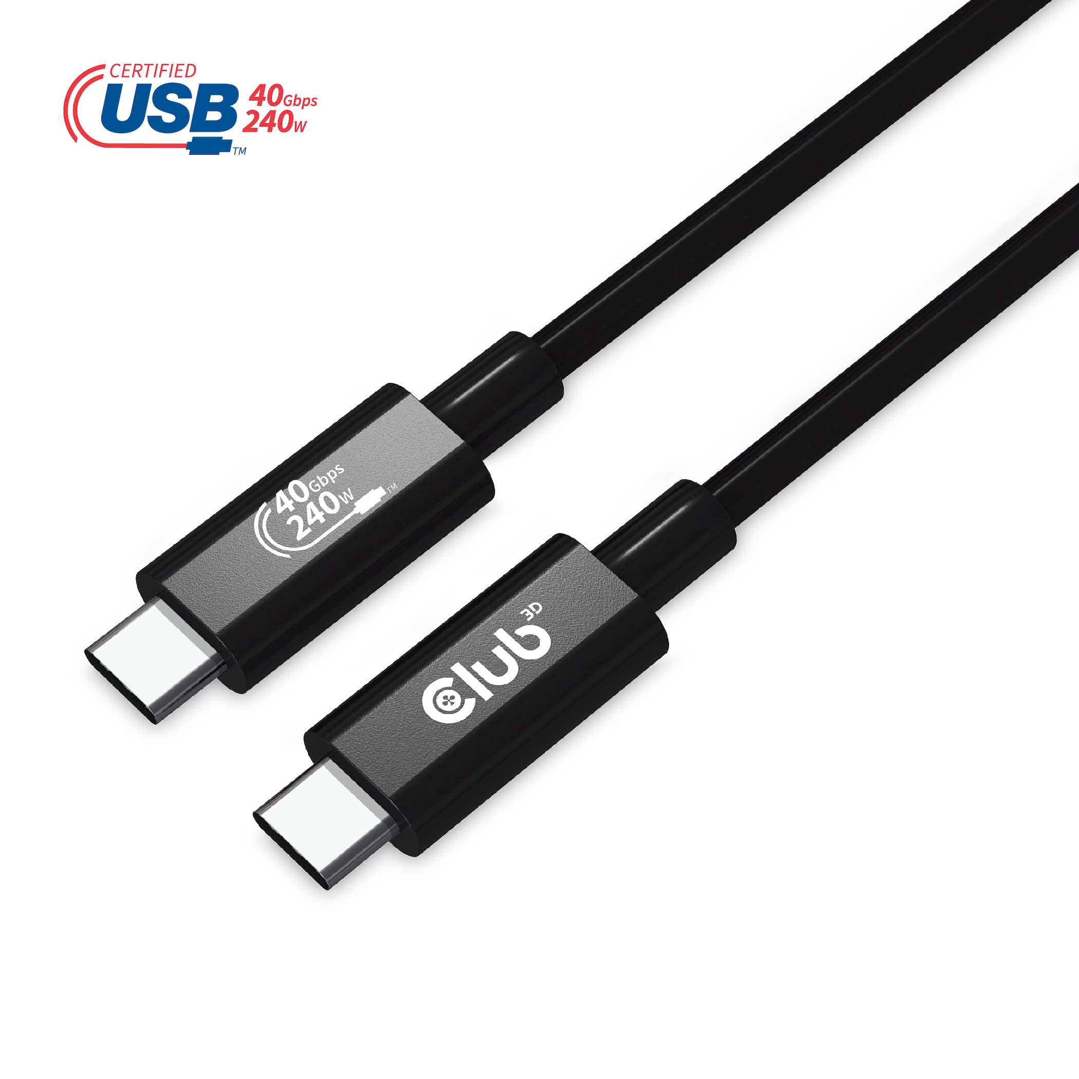 Club 3D CAC-1576 USB4 Gen3x2 Type C to Type C Bi-Directional Cable with 240W Charging, 40Gbps Data Transmission and Supports 8K60Hz Video 1m - 3,28ft