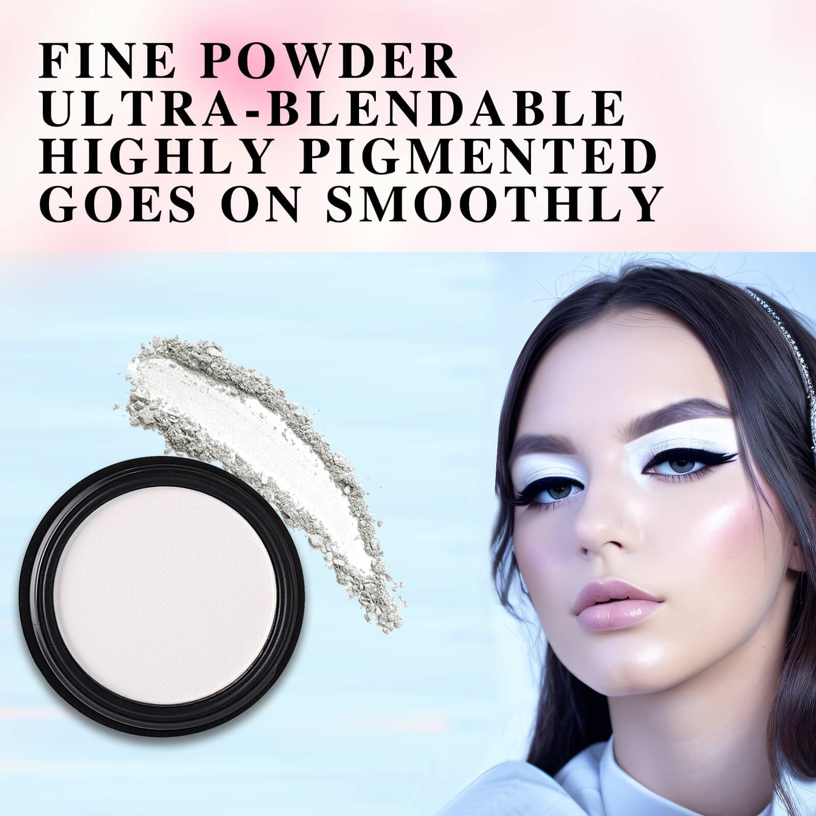 MEICOLY White Single Eyeshadow,Pressed Powder Matte Eye Shadow for Halloween SFX Mime Cosplay Makeup,White Cream to Powder Foundation Setting Powder for Makeup,High Pigment Eyeshadow for Day & Night