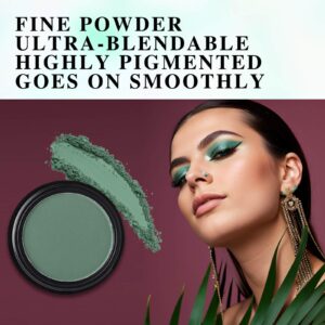 MEICOLY Green Single Eyeshadow Palette,Halloween Eyeshadow Makeup,Pressed Powder Matte Green Eye Shadow,Long Lasting Eye Makeup for SFX Witch Gamora Cosplay,Vegan Highly Pigmented Eyeshadow