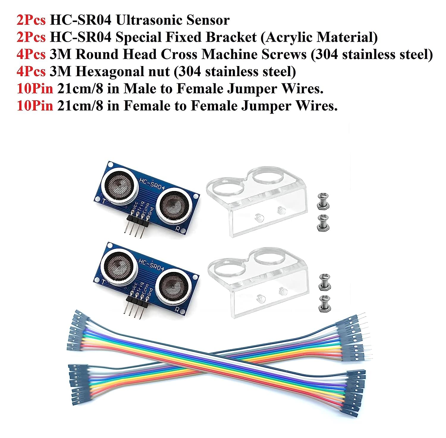 WWZMDiB 2Pcs HC-SR04 Ultrasonic Sensor Module for Arduino R3 MEGA Mega2560 Duemilanove Nano Robot XBee ZigBee (2Pcs HC-SR04 with housing)