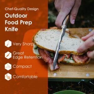 nCamp Food Prep Folding Knife - Premium Chef Knife, Classic Western Utility, Outdoor Cooking Knife with 9CR18MOV Steel Blade, wood handle for a comfortable secure grip